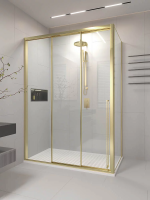 Душевой угол раздвижной 1400х1000x2000 цвет профиля Золото брашинг стекло прозрачное PR3/L-SP-140100-01-G-C4 Premium Veconi