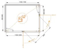 Душевой уголок, квадратный. BERGAMO-W-AH-2-120/90-C-Cr-L 1200*900*1950 Cezares