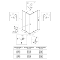 Душевой угол раздвижной RV27B-10080-01-C8 1000x800x1900 Цвет профиля Чёрный Стекло Прозрачное Veconi