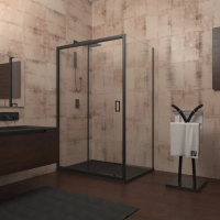Душевой угол раздвижной прямоугольный RV046B-14080-01-C5 1400х800х1950 Цвет профиля Чёрный  Стекло Прозрачное Veconi