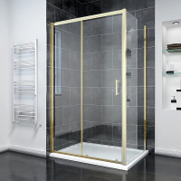 Душевой угол раздвижной прямоугольный RV055G-11090-01-C8 1100х900х1950 Цвет профиля Золото брашинг Стекло Прозрачное Veconi
