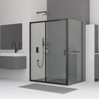 Душевой уголок RGW CL-48-1B (CL-14B+Z-060-1B) прямоугольный  130* 90*185 320948139-014 профиль Чёрный стекло Прозрачное 5 мм RGW