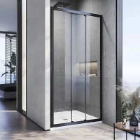 Душевая дверь раздвижная VN28B-90-01-C8 900x1950 Цвет профиля Чёрный матовый Стекло Прозрачное Veconi
