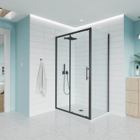 Душевой угол раздвижной E1-SP-B-180100-01-C9 1800х1000x1950 Цвет профиля Чёрный матовый Стекло  Прозрачное Veconi