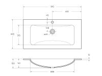 Стеклянная раковина 910x465x145 мм без перелива, белая глянцевая BB910/465-LV-VTR-BL BelBagno