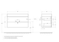 Тумба под раковину подвесная с двумя выкатными ящиками MOLVENO 46  Beton MOLVENO 46-100-2C-SO-BET CEZARES